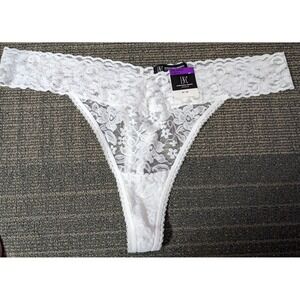 Women's White Lace Thong Panty Plus 3X Underwear Bridal NWT INC Panties